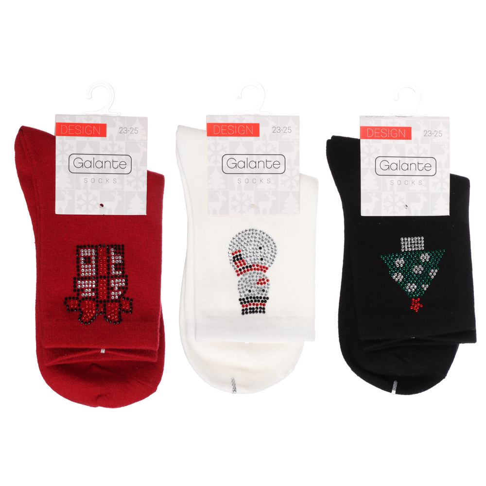 GALANTE Носки новогодние, р.23-25, 85% хлопок, 15% спандекс, разноцветные - #6