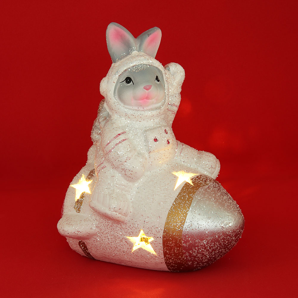 СНОУ БУМ Фигурка в виде кролика с подсветкой, керамика, 12,7x9,7x15,4 см, арт 7, 2 вида - #1
