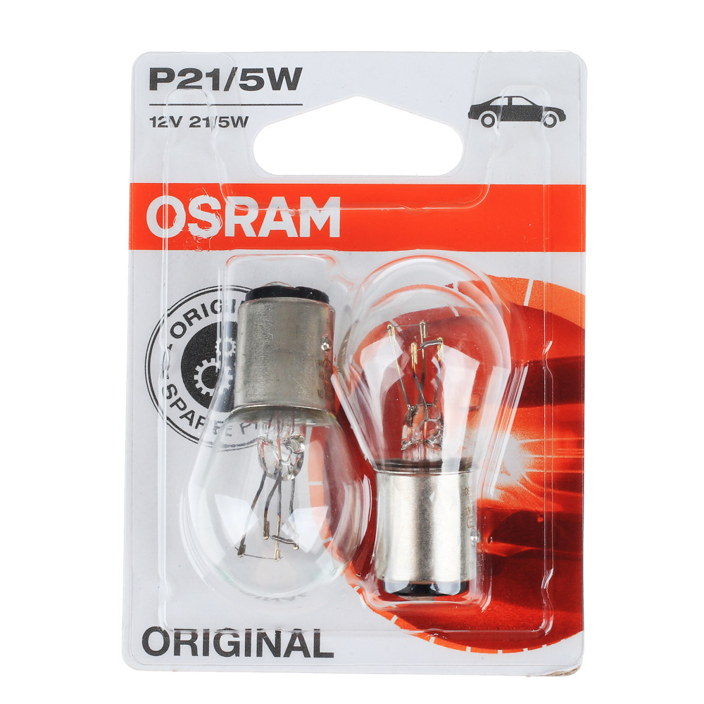 Автолампа галогеновая OSRAM P21/5W, 12V, 21/5W, BAY15d, блистер, 2 шт - #1