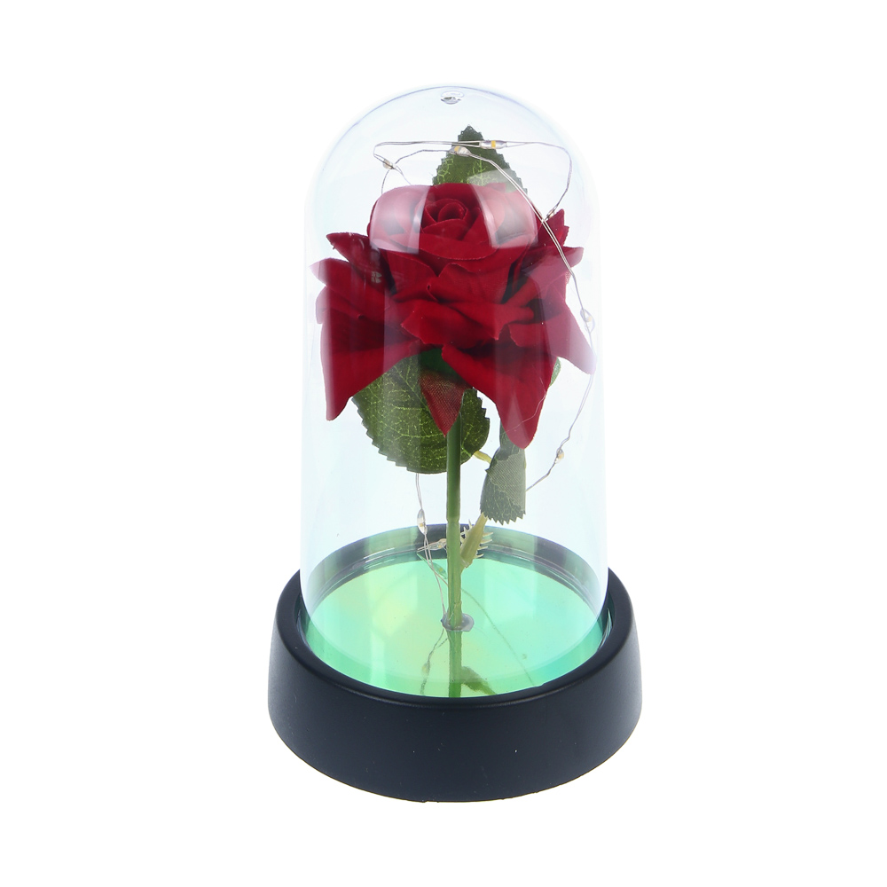 Декор "Роза в колбе" с подсветкой, 15х8х8см, 3хLR1130, ткань, пластик, проволока, 3 вида - #2