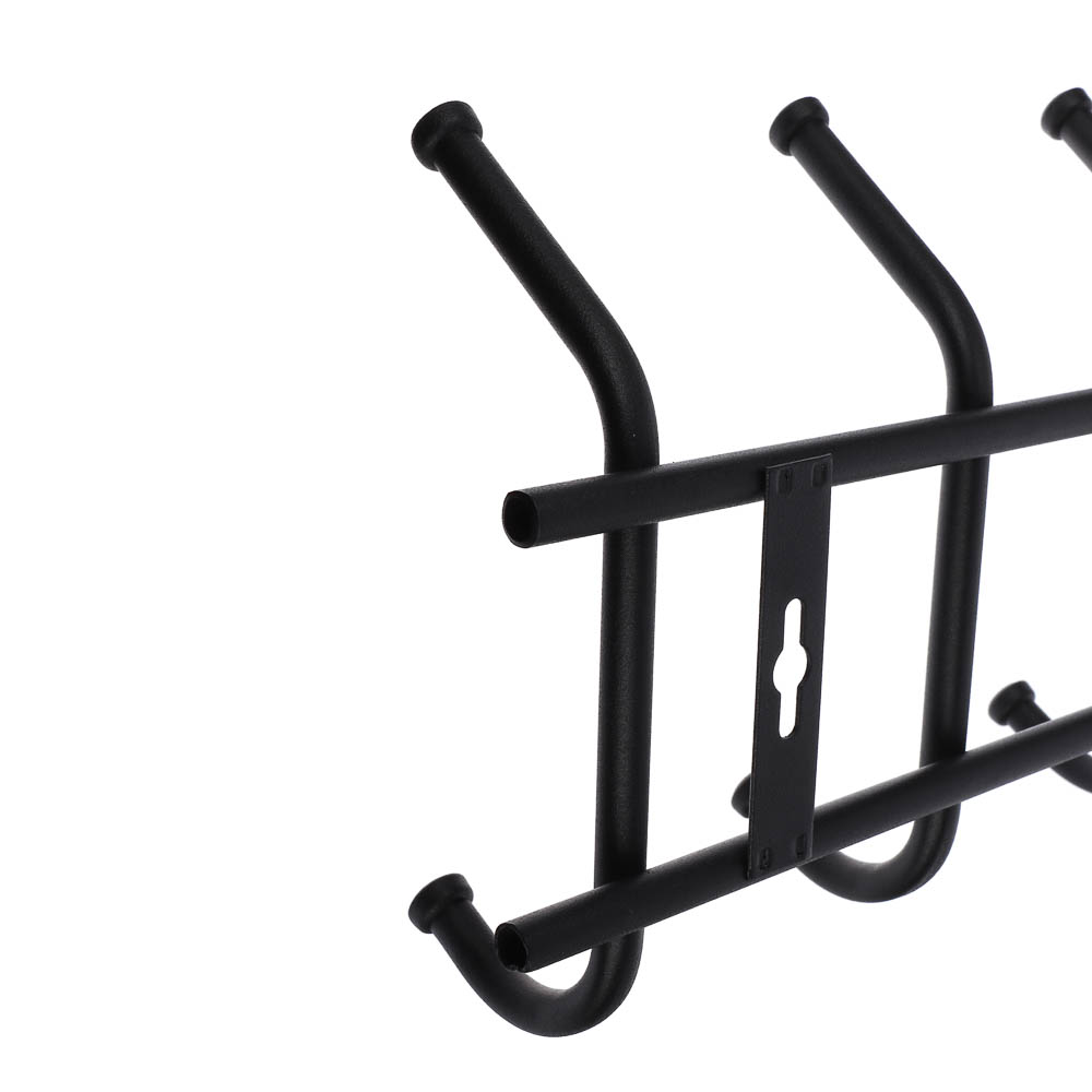 Вешалка настенная, 7 крючков, металл, цвет матовый черный - #4