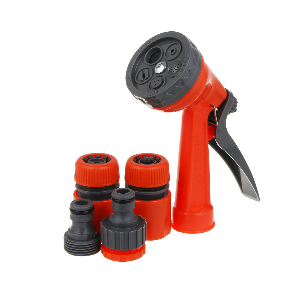 INBLOOM Набор для полива (пистолет 5 реж- 1шт., 1/2" коннектор- 2шт., 1/2"-3/4" штуцер-1шт.) ПП - #1