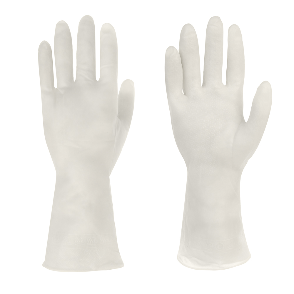 Перчатки хозяйственные ультра-прочные, тм VETTA, ПВХ, 60 гр, размер L, цвет белый, поливинилхлорид - #1