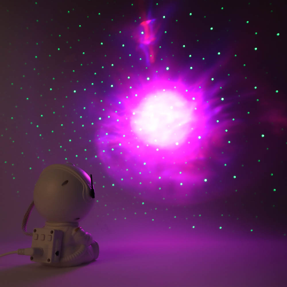 Светильник-ночник проектор неба BY Космонавт, 5W, пульт ДУ, USB, 9x8x13см, пластик, белый - #6