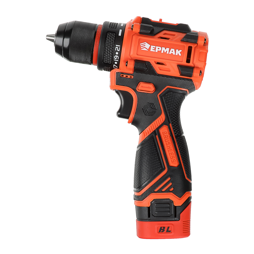 Дрель-Шуруповерт, тм ЕРМАК, аккумуляторная бесщеточная, в кейсе, 2 АКБ, 18в/2А, короткий корпус - #3