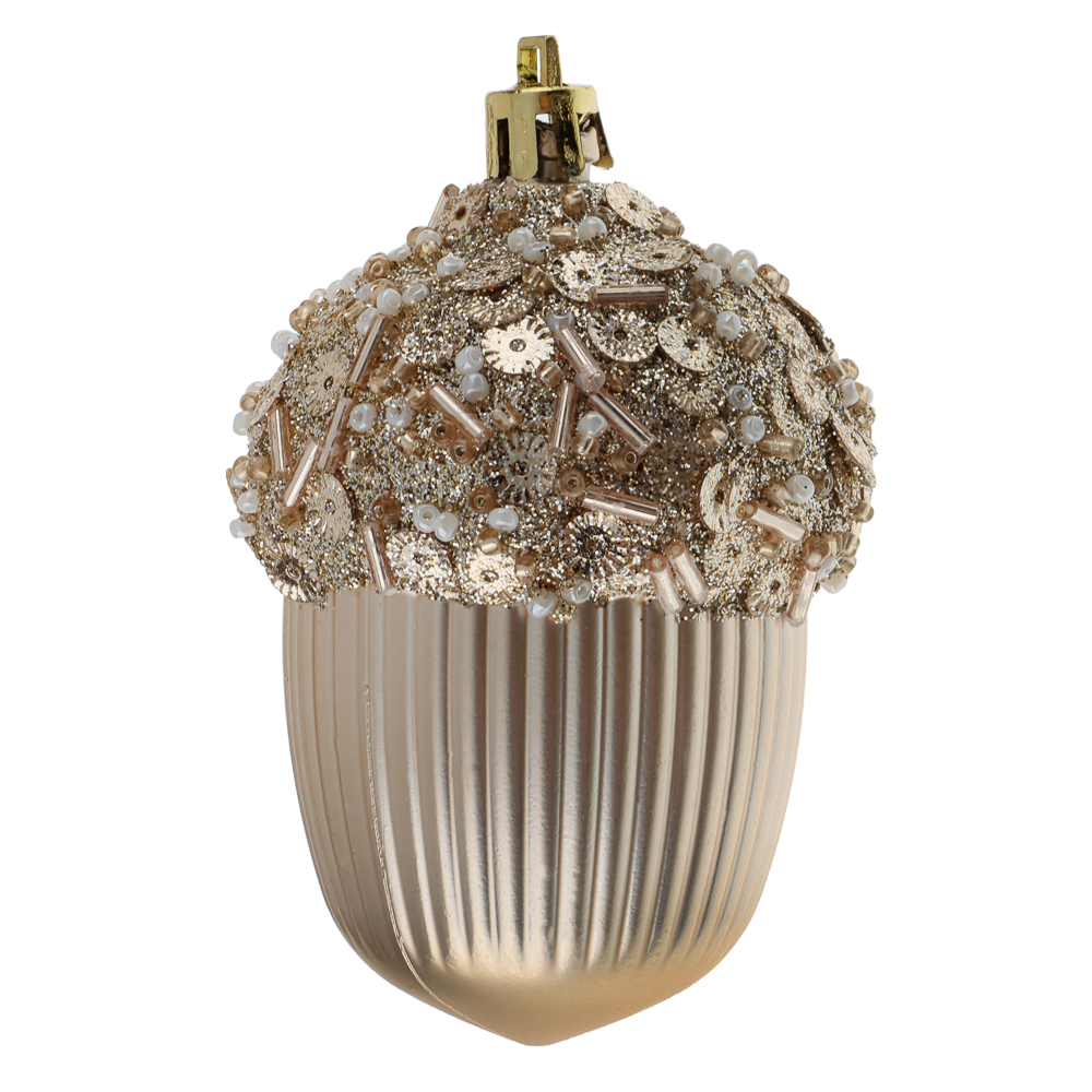 СНОУ БУМ Подвеска декоративная "Желудь" 6х6х9 см 1 шт, пластик, глиттер, 2 цвета - #6