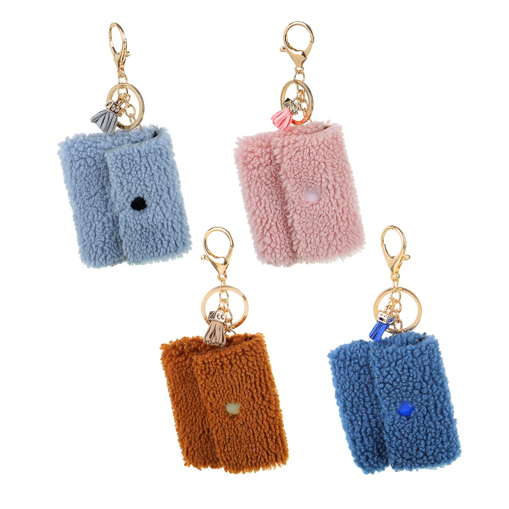 Брелок - кошелек для мелочи, 7x9см, плюш, металлический карабин, 4 цвета - #2