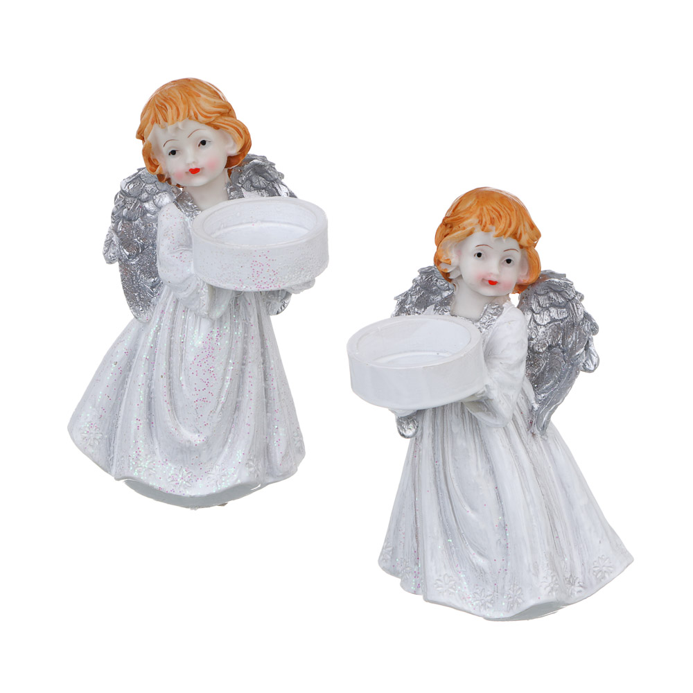 СНОУ БУМ Фигурка "Ангел" с подсвечником, 8-9x8x15см, полистоун, 2 дизайна - #1