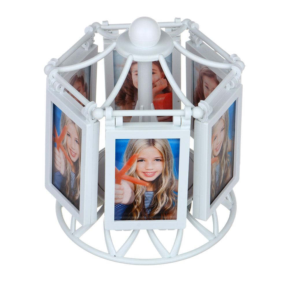 Фоторамка крутящаяся музыкальная, пластик, 6 панелей, 13x13x14см - #4