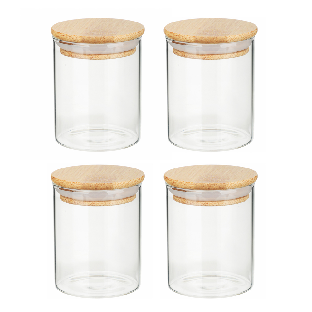 VETTA ЭКО Набор банок для специй, 4шт., 190мл,стекло, бамбук - #1