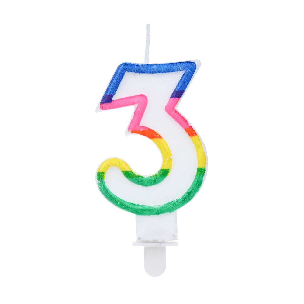 Капитан Весельчак Свеча для торта в форме цифры, с подставкой (3), парафин, PP - #2