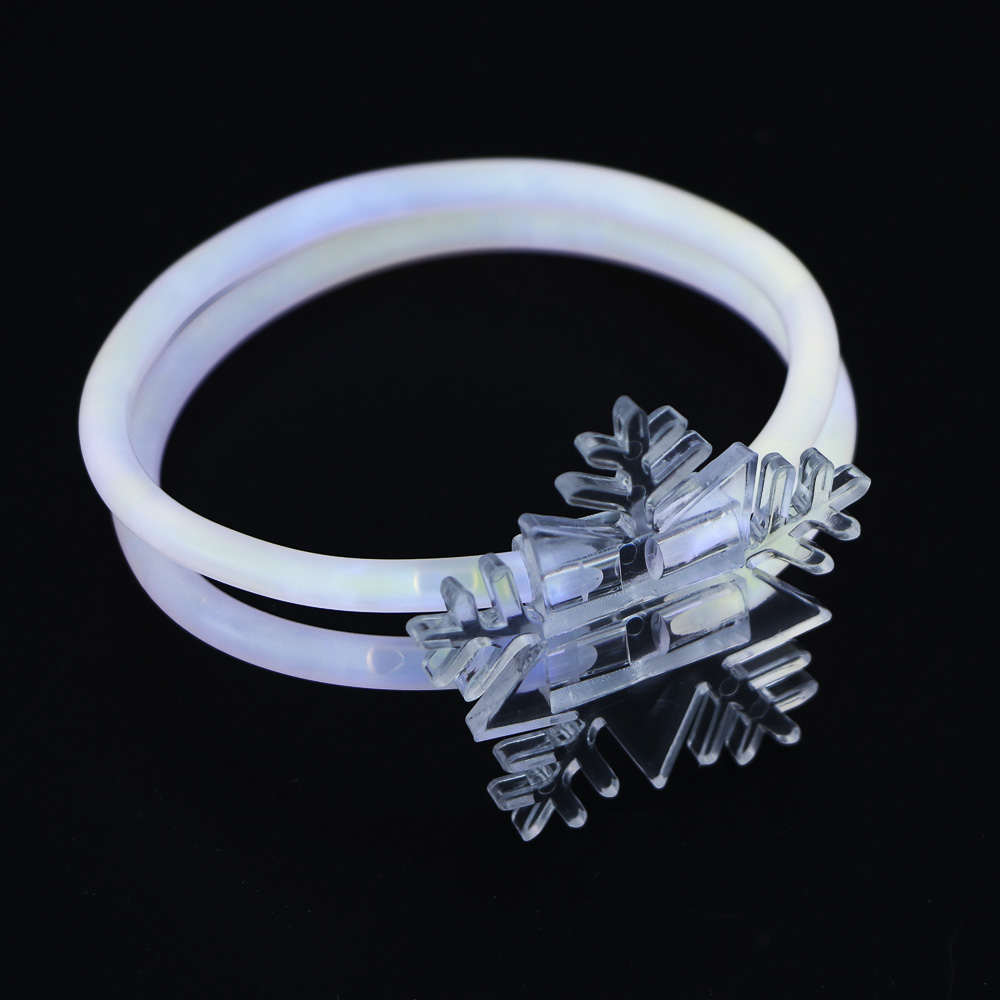 СНОУ БУМ Набор неоновых браслетов со снежинками 2 шт, 4 палочки по 20 см, пластик - #8