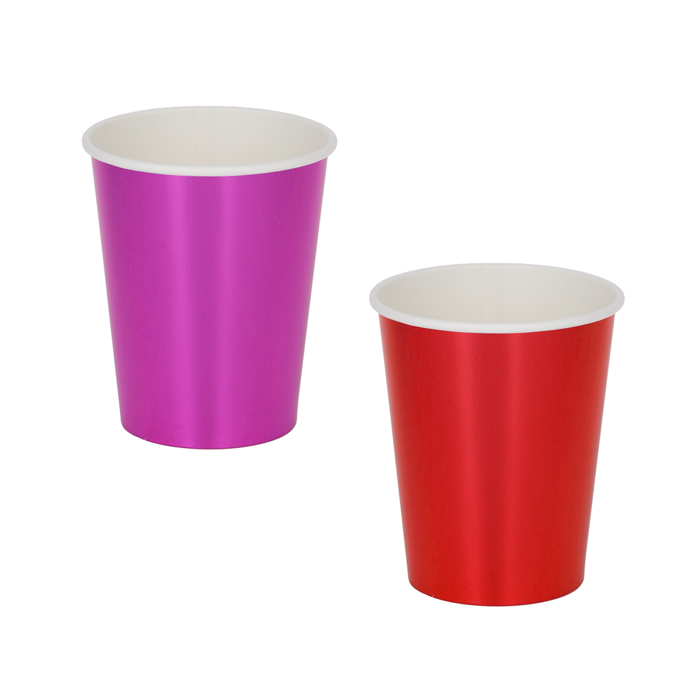 Набор стаканов бумажных, с фольгированным слоем, 2 цвета, красный, розовый, 230 гр. - #1