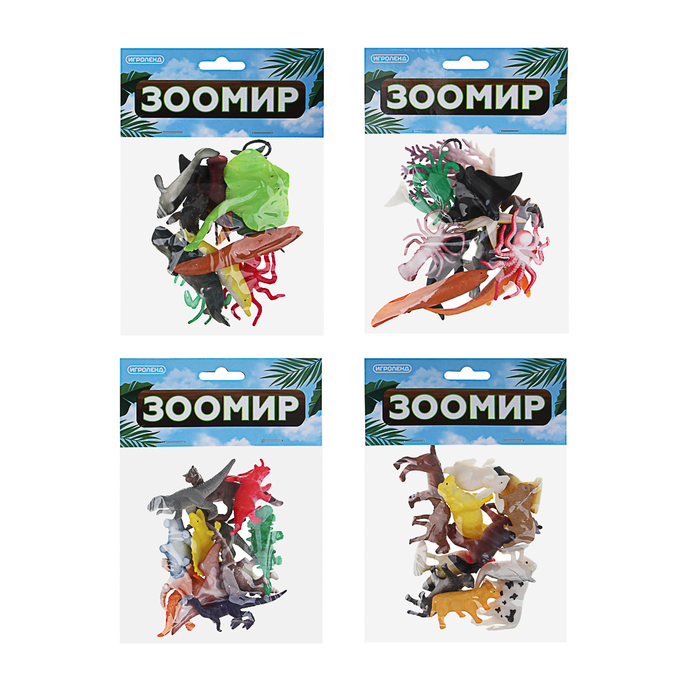 ИГРОЛЕНД Набор фигурок животных "Зоомир", 12шт, PVC, 12,5x17x3см, 3 дизайна - #3