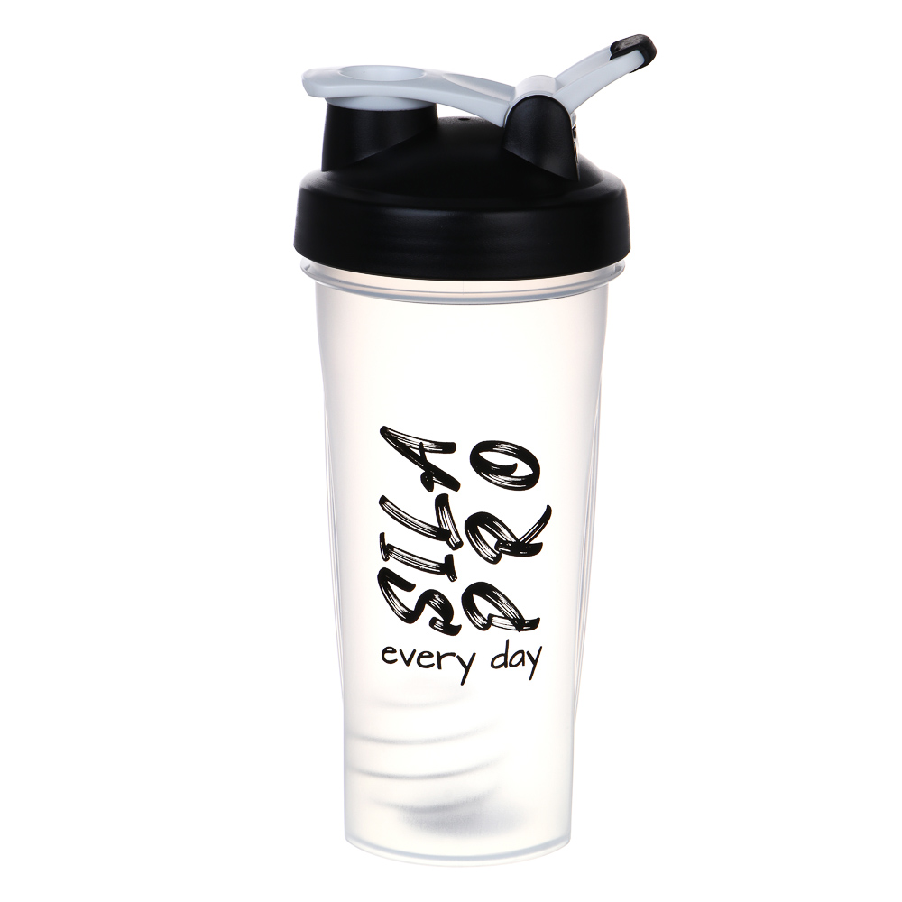 SILAPRO Шейкер спортивный, 600 мл, 22х10см, РР, нерж.сталь, ч/б микс - #6