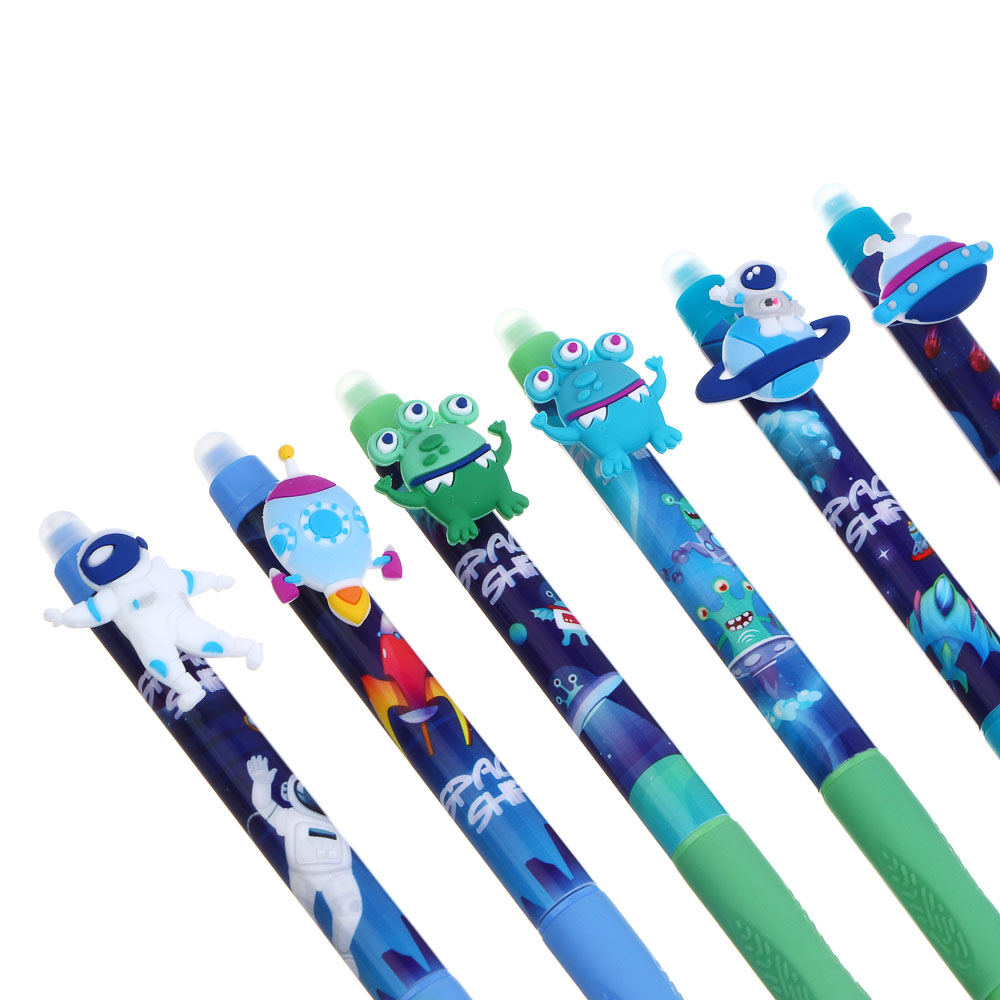 Авторучка гелевая "пиши-стирай" синяя, с кнопкой-фигуркой "Мальчиковые фигурки", 6 дизайнов - #5