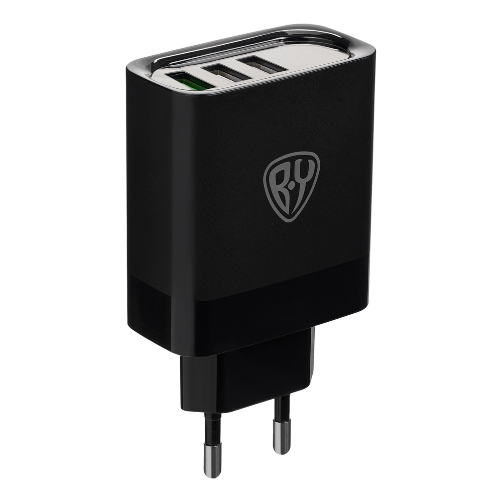 BY Сетевое зарядное устройство Максимум, быстрая зарядка QC3.0, 3xUSB, 30 Вт, черный - #3