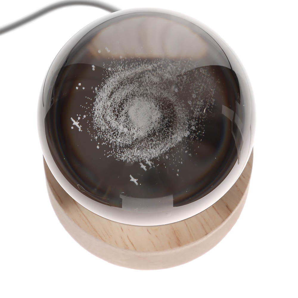 Светильник-ночник BY Галактика, 3W, USB, D8 см, стекло, дерево, прозрачный - #3