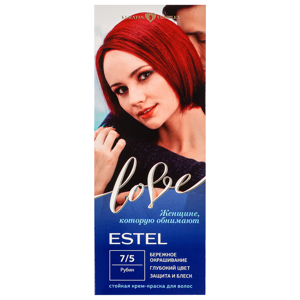 Стойкая крем-краска для волос ESTEL LOVE, тон 7/5, "Рубин" - #1