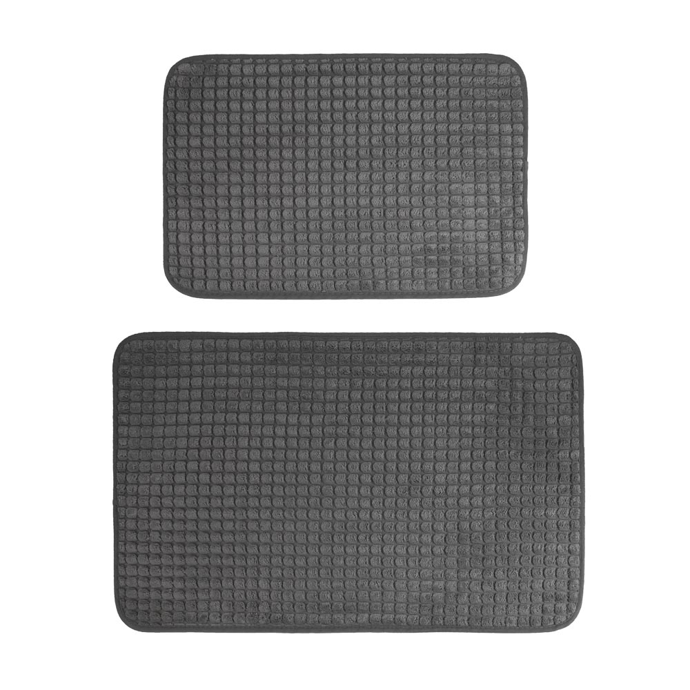 Набор ковриков для ванной тм VETTA Corn, сетка кукурузная 250г/м², 60х40см+80х50см, серый - #1