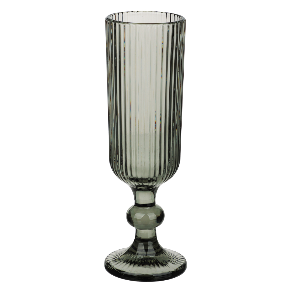 MILLIMI Бокал для шампанского Грея, 150мл, стекло, серый, рифленый - #2