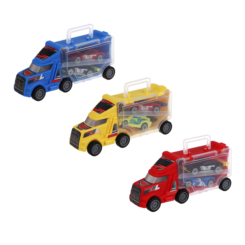ИГРОЛЕНД Автовоз с двумя машинками, ABS, 16,5х7,2х5 см, 3 дизайна - #2