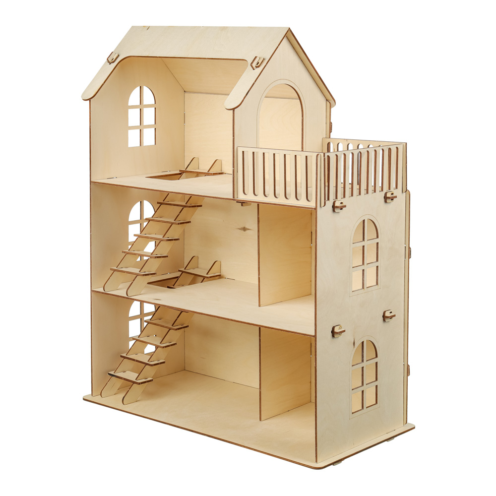 ИГРОЛЕНД Дом для кукол, без мебели, 59 дет., фанера, упак.49х20х38см, D-01 - #4