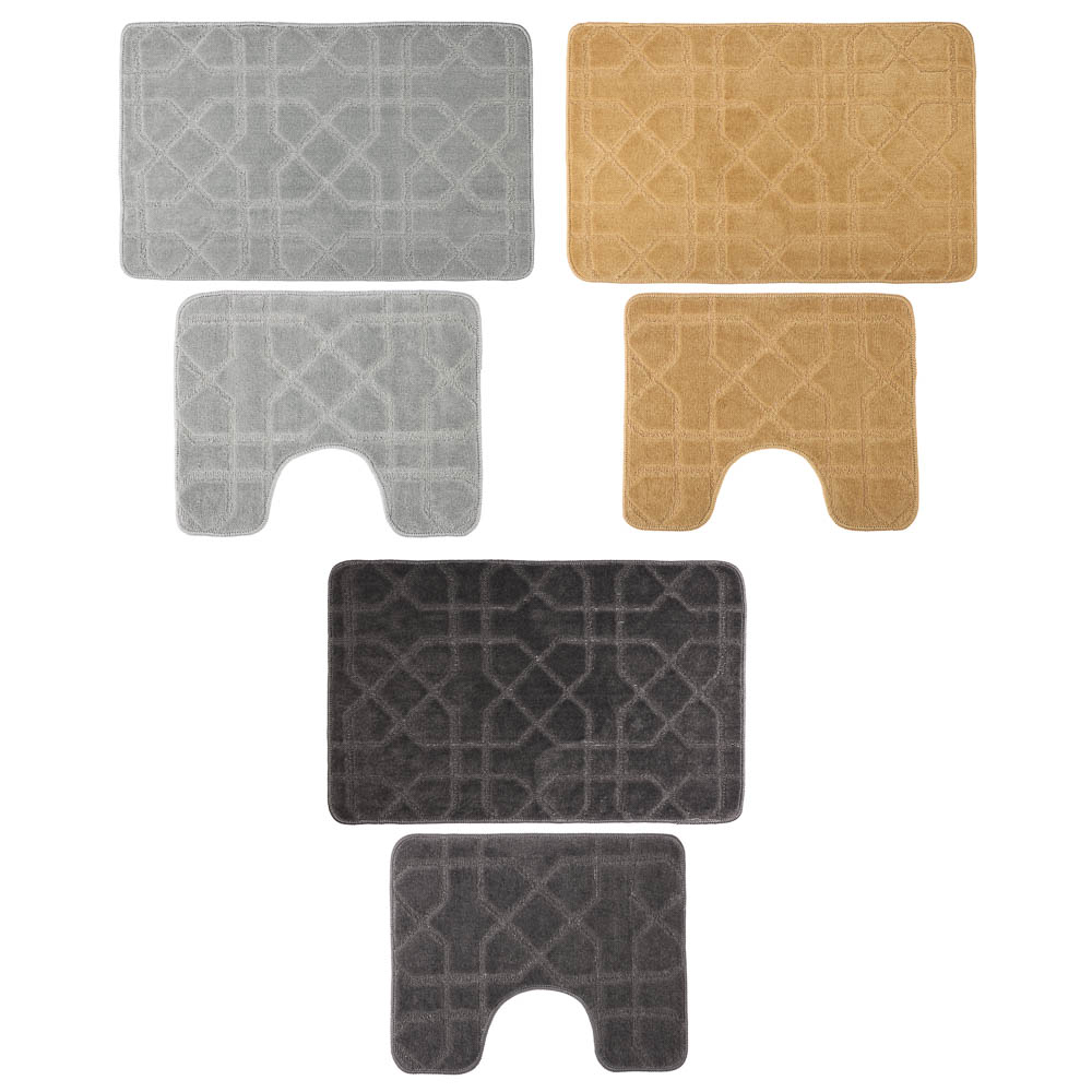 Набор ковриков для ванной и туалета тм VETTA Геометрия, 50x80см + 50x40см, полиэстер, 3 цвета - #1