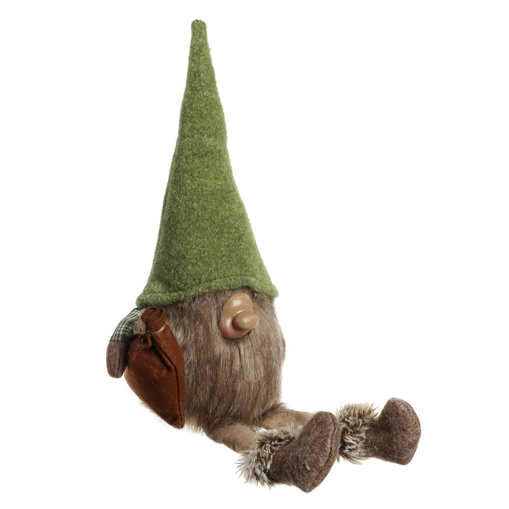 СНОУ БУМ Фигура декоративная "Гном" 35+20 см, полиэстер, зеленый - #1