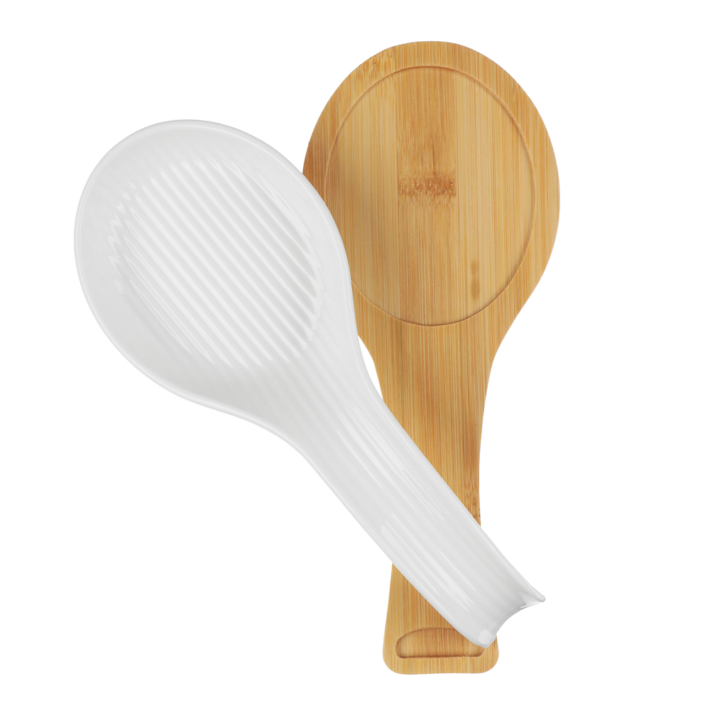 Подставка под ложку тм MILLIMI, 24х9,5х4,5см, фарфор, бамбук - #6