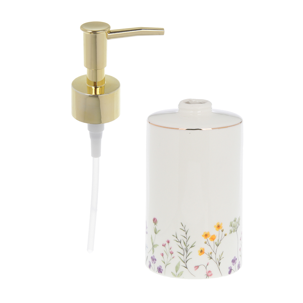 Диспенсер для жидкого мыла тм VETTA Вирджиния, 320мл, керамогранит, белый, 7x7x12 см/18см - #3