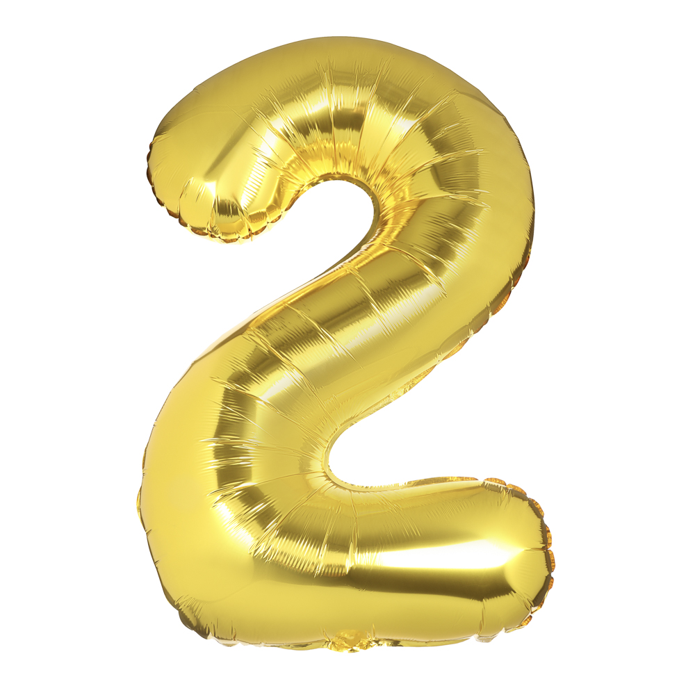 Шар воздушный Цифра "2", золотистый, фольга, 40'/101 см - #1