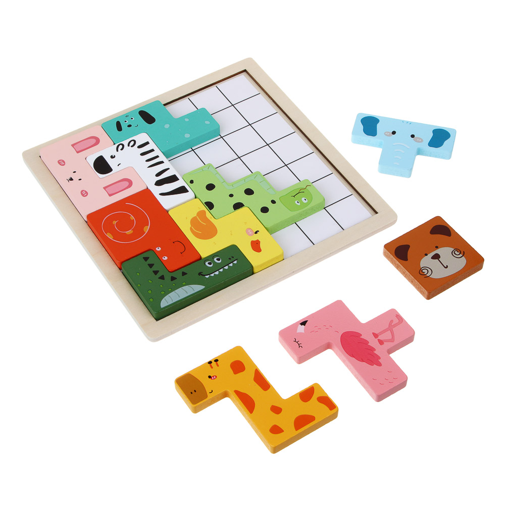 ИГРОЛЕНД Развивающая игра на логику с заданиями 19х19х2см, дерево, 2 диз. - #6