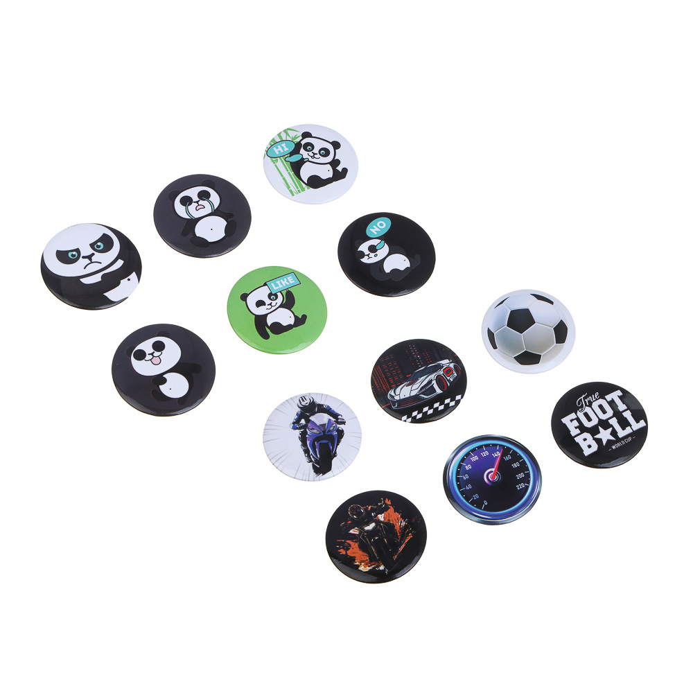 Набор значков, 6 штук, "Панда/Футбол", D=3,5 см, металл - #2
