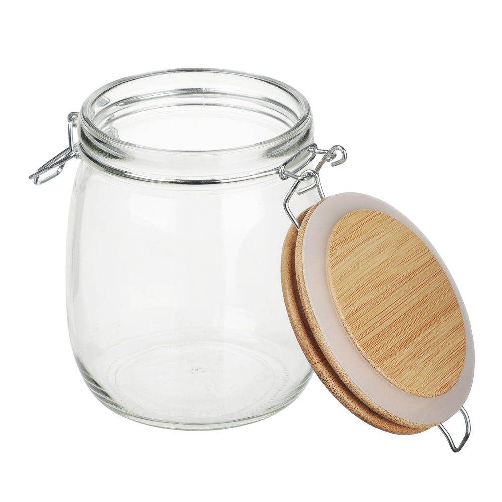 Банка для сыпучих продуктов 750мл 11x14,5см, стекло, крышка бамбук - #6