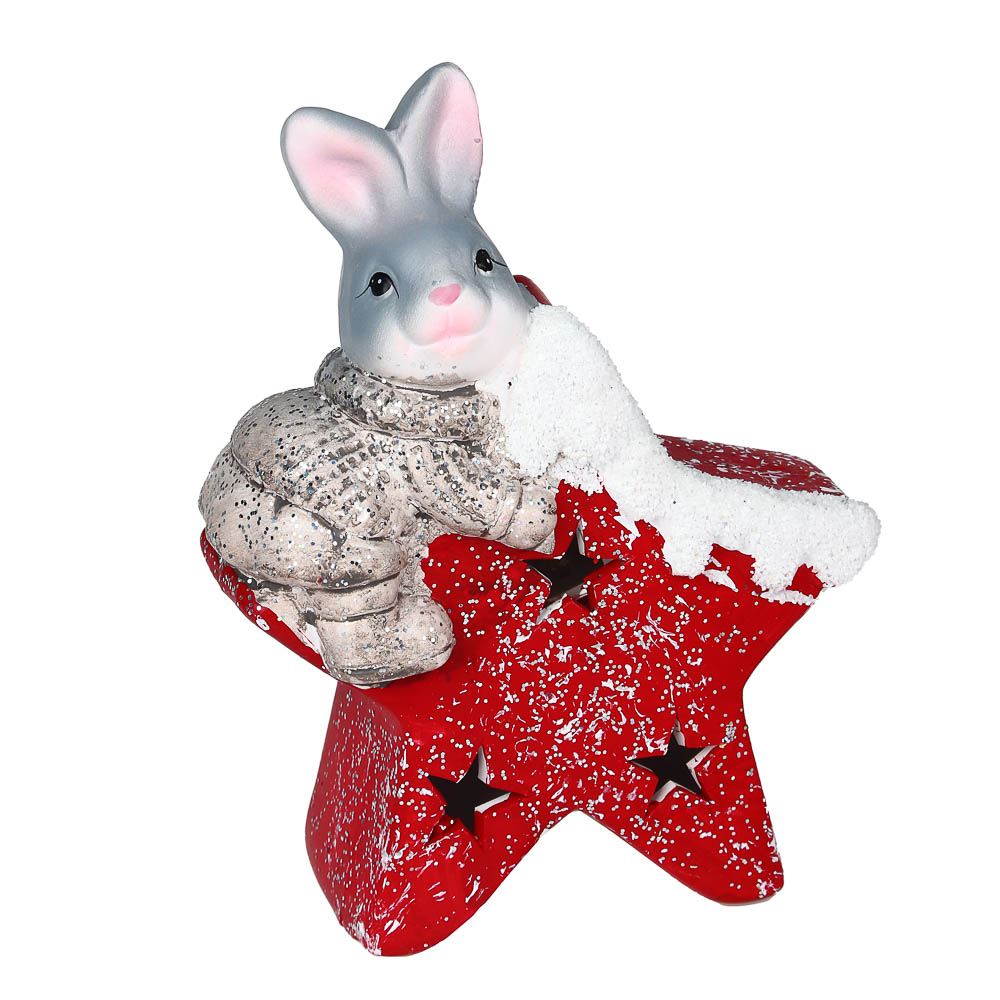 СНОУ БУМ Фигурка в виде кролика с подсветкой, керамика, 12,6x6x16 см, арт 2, 2 вида - #3