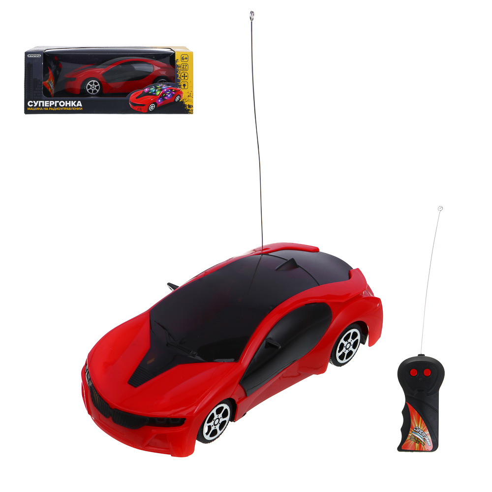 ИГРОЛЕНД Машина "Супергонка" на радиоуправл., 2-канальный пульт,свет,5АА,PP, 23,5x11,5x8,5 см, 3 диз - #1