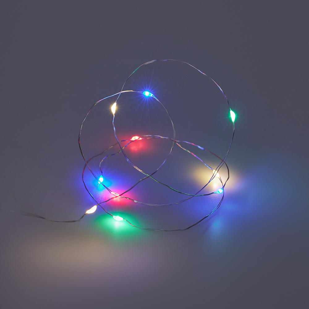 СНОУ БУМ Гирлянда эл. нитка росы 1м, 10LED, мульти, питание 2xCR2032 - #7