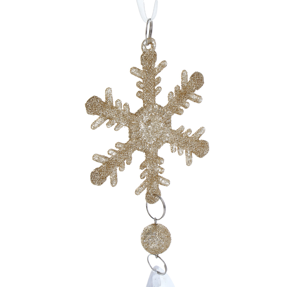 СНОУ БУМ Декоративная подвеска "Снежинка" 16x7,5 см, пластик, акрил, золото, серебро, 2 цвета - #4