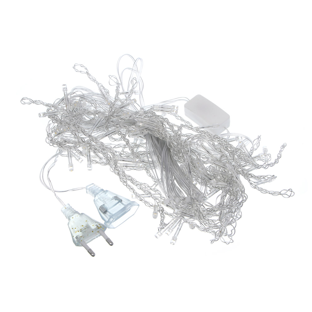 СНОУ БУМ Гирлянда эл. бахрома, 96LED, 3x0.5x0,7м, шампань, пост.свечение, ПВХ прозрач, коннект, 220В - #2