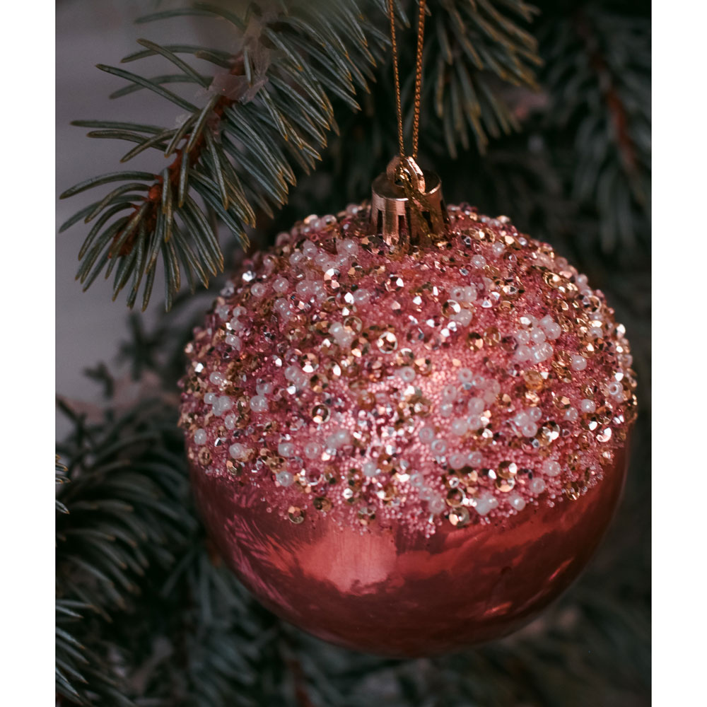 Премиум Набор жемчужных шаров Сноубум с декором, розовый и шампань, 3 шт - #6