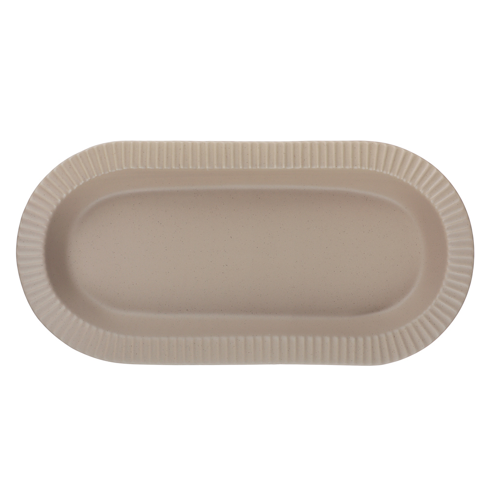 Блюдо овальное Лусия тм MILLIMI, 31,5х14,5см, фарфор, кофейный - #5
