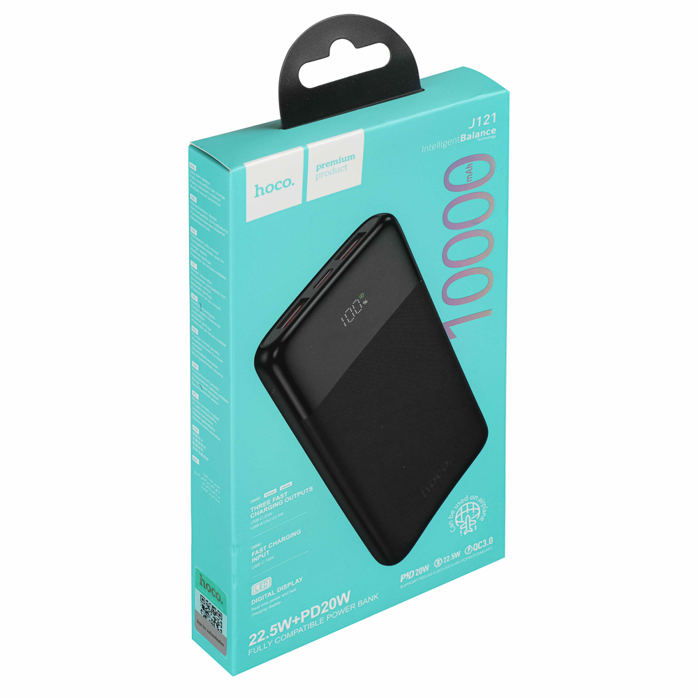 hoco. Аккумулятор мобильный модель J121, 10000 мАч, дисплей 22,5W, цвет: черный - #2