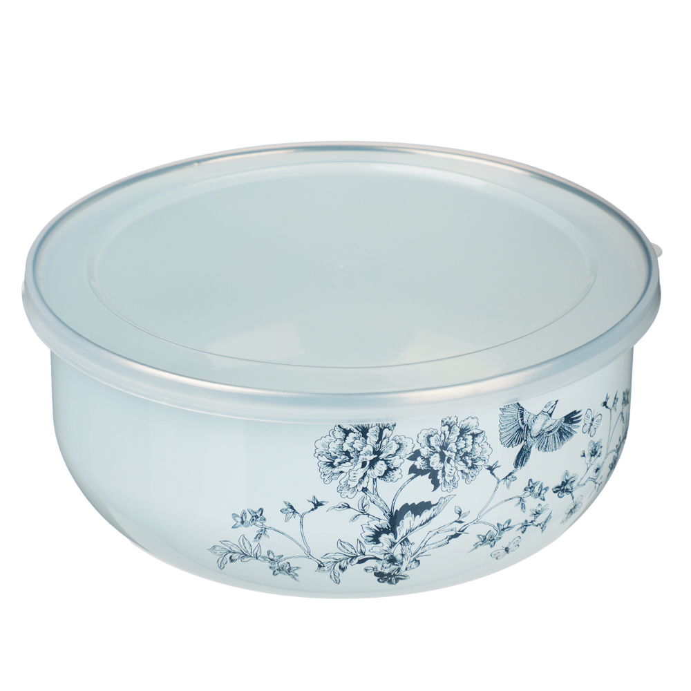 Набор эмалированных салатников с крышками, 6 пр. (14/16/18см, 0,7/1,1/1,4л) "Флорал" - #3