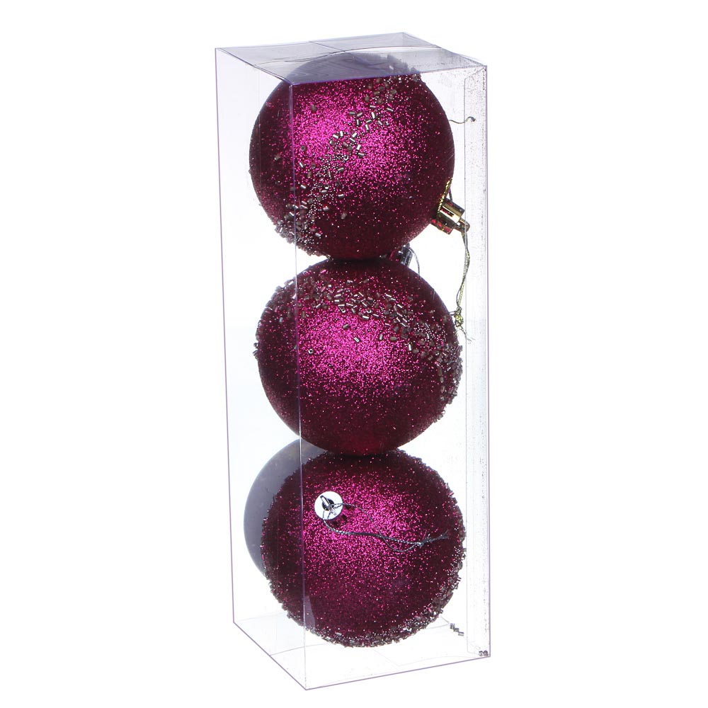 Премиум Набор шаров Сноубум с декором, пурпур, 3 шт - #3