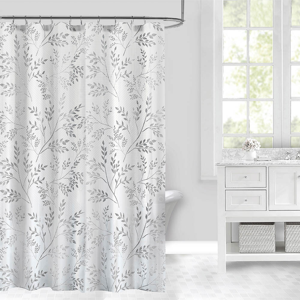 Штора для ванной 180x180см BRANCH, белый/серебро, ПЕВА, SWC-55-21 - #4