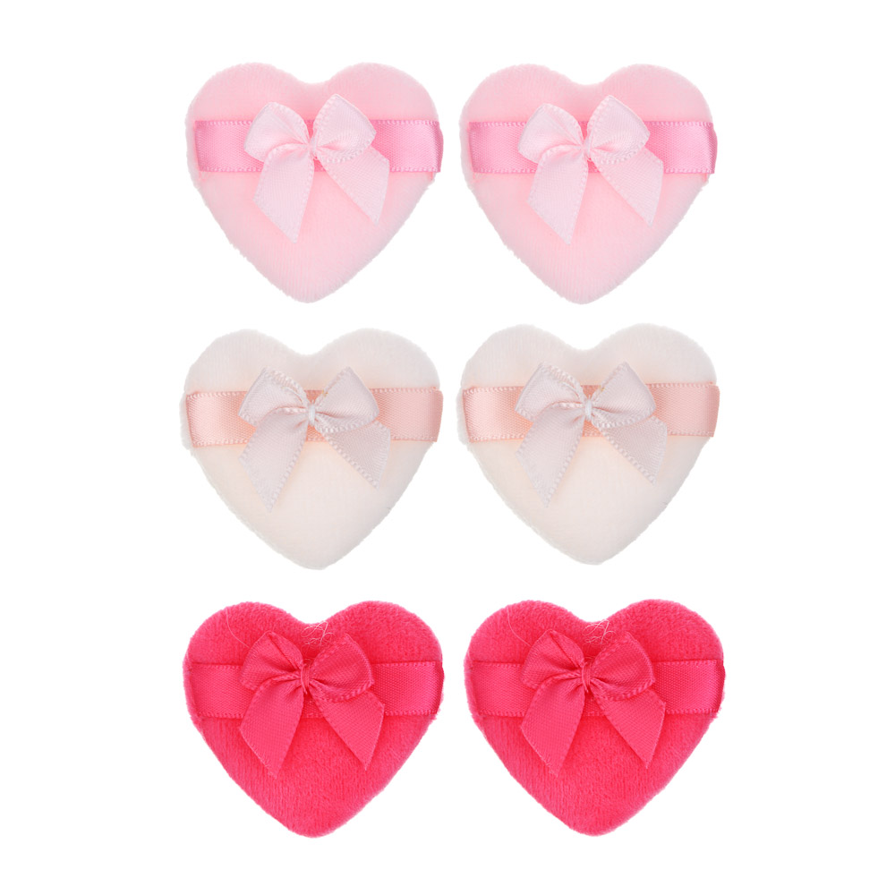 ЮНИLOOK Спонж-пуховка в виде сердца, 2 шт, полиэстер, ППУ, 4,5х4,7см, 3 цвета - #1