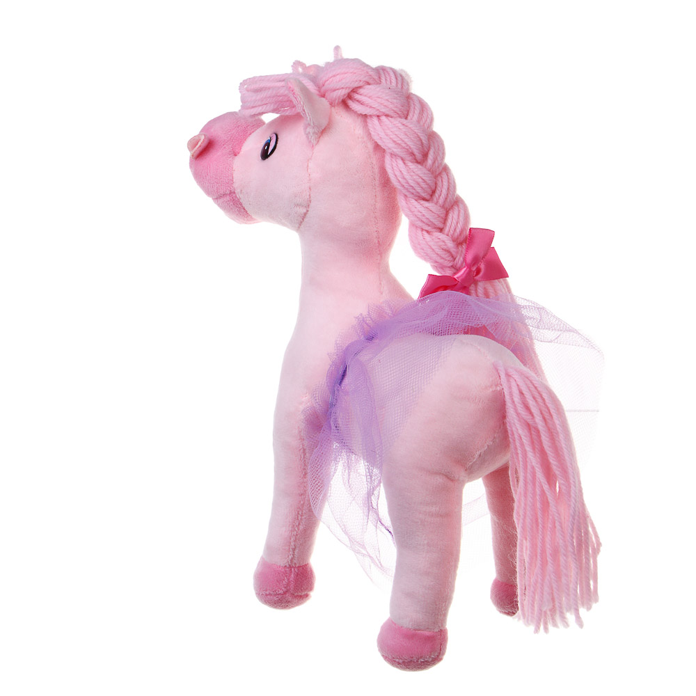 СНОУ БУМ Мягкий сувенир Лошадка с косичкой 22 см, розовая, полиэстер - #4