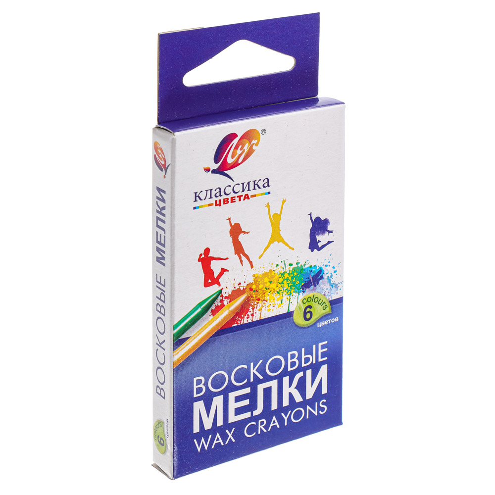 ЛУЧ Мелки восковые "Классика", 6 цветов, круглые, 9х0,8см, в картонной коробке с подвесом - #2
