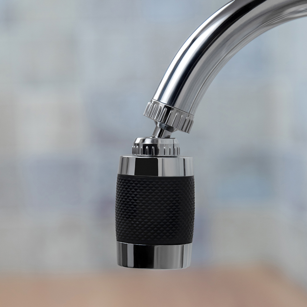 Аэратор-насадка для смесителя с фильтром, 2 режима, хром/черный - #15